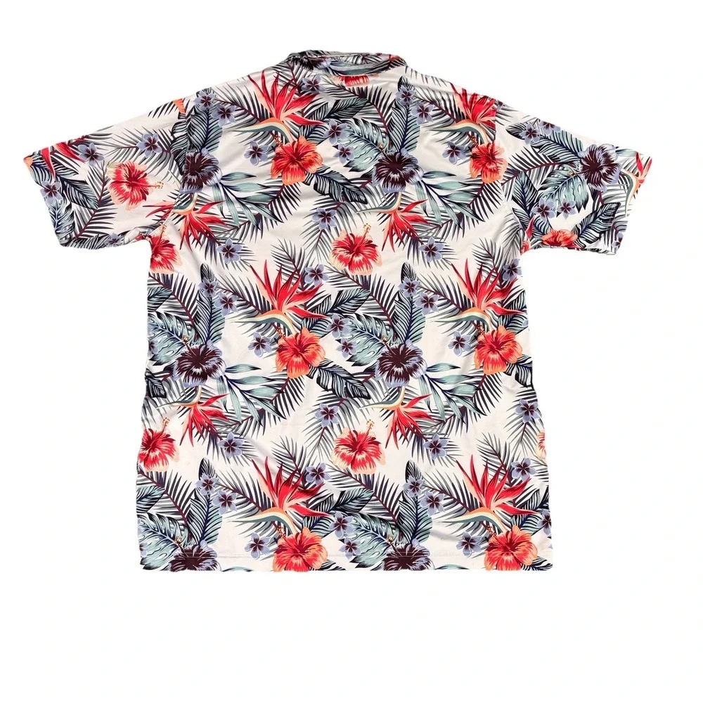Waggle Performance Short Sleeve Golf Polo Shirt Men's 2XL Floral Tropical - Picture 2 of 5